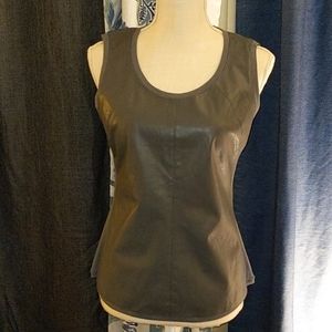 BCBGMAXAZRIA FAUX LEATHER TOP